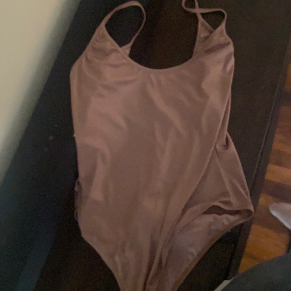 Pink shimmery body suit w snap bottom